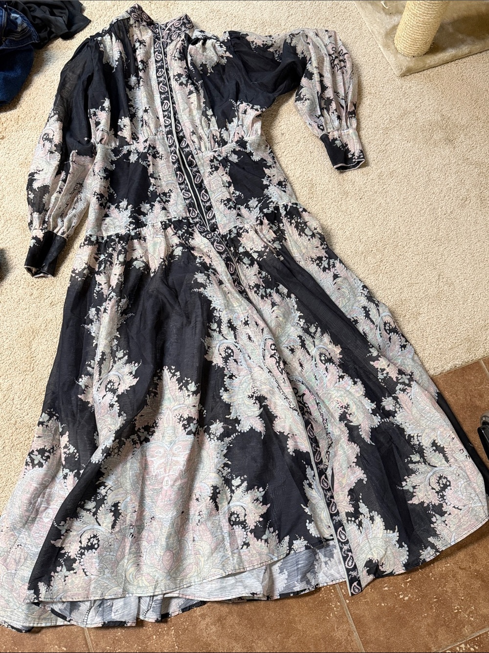 Zimmermann Black & Cream Paisley Maxi Dress